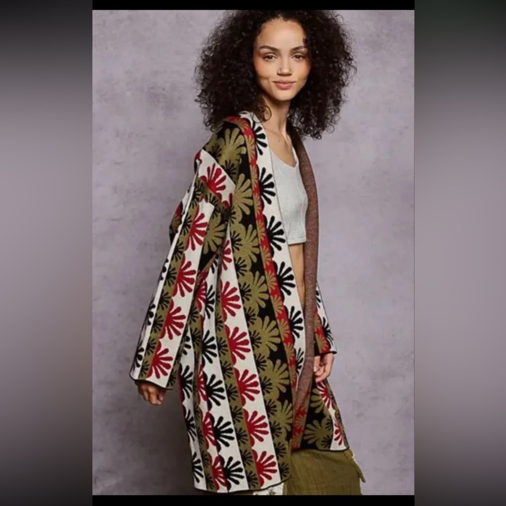 Pol Multicolored Sweater Open Cardigan